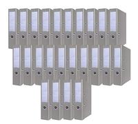 OFFICER PRODUCTS Lot de 24 classeurs de documents A4/75 mm/7,5 cm/Gris/Couverture en plastique PP/Classeurs à levier/Protections de bords métalliques/Organisation du bureau