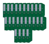 OFFICER PRODUCTS Lot de 24 classeurs de documents A4/75 mm/7,5 cm/Vert/Couverture en plastique PP/Classeurs à levier/Protections de bords métalliques/Organisation du bureau