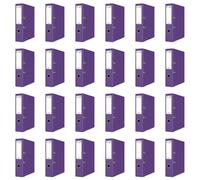 OFFICER PRODUCTS Lot de 24 classeurs de documents A4/75 mm/7,5 cm/Violet/Couverture en plastique PP/Classeurs à levier/Protections de bords métalliques/Organisation du bureau