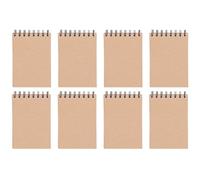 OFFICER PRODUCTS Lot de 8 carnets à spirales - Format A6 - cahier à carreaux - Couverture kraft - 8 pièces - 80 feuilles par bloc-notes - Mini carnet - Avec reliure à spirale - Bloc-notes d'école