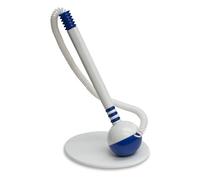 OFFICER PRODUCTS Stylo à bille avec cordon télescopique - Couleur d'écriture : bleu - Porte-stylo à bille autocollant - Couleur : bleu et blanc - 1 pièce (1 pièce)