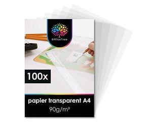 OfficeTree ® 100 feuilles papier calque DIN A4-90g/m² qualité premium blanc - dessiner créer bricoler invitations de mariage cartes menus bons félicitations - impression recto-verso