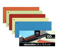 OfficeTree 100 x Séparateur Classeur Coloré - Intercalaire Carton 180 g/m² Perforés - Parfait pour les Onglets de Classement des Dossiers A4 et A5 - Séparateurs de Registre