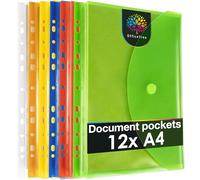 OfficeTree 12 x Porte-documents A4 Multicolore avec 240 perforations - 5 x Porte-documents Multicolore - 7 x Porte-documents Transparent - Pochettes transparentes