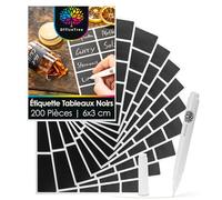 OfficeTree 200 Etiqueteuse Autocollantes - 6 x 3 cm - Étiquettes Bocaux - Etiquette Autocollantes Noires - Etiquette Verre - Etiquettes Bocaux Cuisine