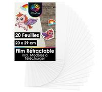 OfficeTree 20x Feuille Plastique Fou Transparent 20 x 29 cm - Papier Fou avec Modèles à Télécharger - Papier Magique Four pour Porte Clé - Plastique Dingue - Plastic Fou - Plastique Fou imprimable
