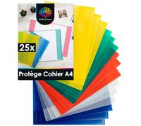 OfficeTree 25x Protège Cahier A4 Multicolores - Couvre Cahier A4 - Protege Cahier A4 - Protege Cahier 21x29.7 avec Rabat - Couvre Livre A4 - Couverture Livre Scolaire - Made in Germany
