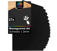 OfficeTree 27x Feuille Mousse EVA 2mm Noire - A4 - non Autocollantes - Thermoformables - Caoutchouc Mousse Noire pour Bricolage, Loisirs Créatifs, Décoration, Cosplay et École - EVA Foam