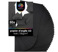 OfficeTree 50x Feuille Noir A3 130g - Papier Cartonné pour le Bricolage - Feuilles Noires pour Peindre et Scrapbooking