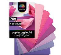 OfficeTree 70x Feuilles Papier Rose A4 130g - 7 Couleurs - Pour Bricoler, Plier & Imprimer - Cartonné Tons Roses - Feuilles Cartonnées