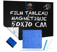 OfficeTree Film Magnetique Tableau Craie - 50x70 cm - Incluant Chiffon et 2x Craies - Panneau Magnétique Tableau Noir
