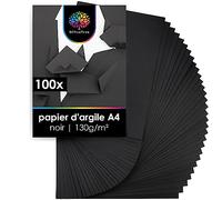 OfficeTree Lot de 100 feuilles de papier de couleur noir A4 130 g - Papier de couleur noir A4 - Papier à dessin pour bricolage, peinture et impression