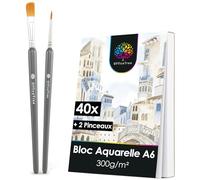 OfficeTree Papier Aquarelle a6 300g avec 2 Pinceaux