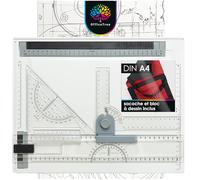 OfficeTree Planche à Dessin A4 29,5 x 37,5 cm - Planche a Dessin - Inclus A4 Bloc de Papier, Housse de Transport et Nombreux Regle Dessin Technique - Drawing Board - Table a Dessin
