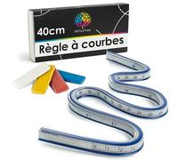 OfficeTree Règle Flexible 40 cm et 4x Craie Tailleur - Regle Souple en PVC - Regle Flexible à Courbe - Règle Souple Trace Courbe - Règle de Couture ou Dessin Technique - Craie Couture pour Tissu