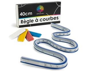 OfficeTree Règle Flexible 40 cm et 4x Craie Tailleur - Regle Souple en PVC - Regle Flexible à Courbe - Règle Souple Trace Courbe - Règle de Couture ou Dessin Technique - Craie Couture pour Tissu