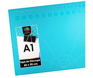 OfficeTree® Tapis de Decoupe Autocicatrisant A1- Plaque de Découpe - Tapis Coupe Couture pour Découpages Professionnels - 3 Couches de PVC Recyclable - Tapis Decoupe (A1, Bleu)