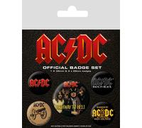 Official Badge Set 5 Pack Ac/Dc Logo / Gift