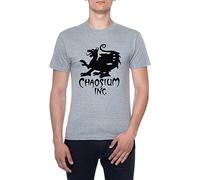 Official Chaosium Inc. Logo (White) Hommes T-Shirt Gris Col Rond Men Grey Round Neck