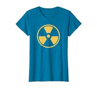 Official Duke Nukem Radiation Symbol Nuke 3D Gold T-Shirt, Femme, Saphir, M