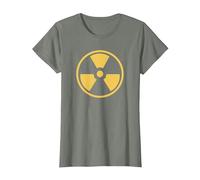 Official Duke Nukem Radiation Symbol Nuke 3D Gold T-Shirt, Femme, Vert Kaki chiné, S