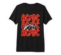 Officiel AC/DC Angus and Brian Red Lightning Logo Rock Band T-Shirt Haut de Gamme
