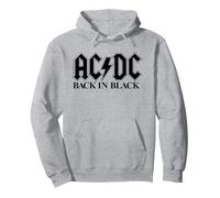 Officiel AC/DC Back in Black Logo Classique Sweat à Capuche, Unisexe pour Adultes, Gris Chiné, XL