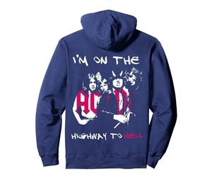 Officiel AC/DC I'm on The Highway to Hell Groupe Musique Sweat à Capuche, Unisexe pour Adultes, Bleu Marine, S