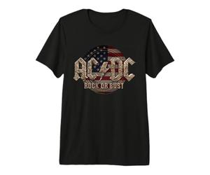 Officiel AC/DC Rock Or Bust US Flag Rock Band T-Shirt Haut de Gamme