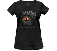 Officiel House of Dragon T-Shirt Femme The Eye of The Dragon Imprimé Cotton Round Neck Tee Westeros Inspired Casual Wear Breathable Short Sleeve Top - Targaryen Fan Gift, Noir_Taille M