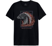 Officiel House of Dragon T-Shirt Homme Dragon Flames Imprimé Cotton Round Neck Tee Westeros Inspired Casual Wear Breathable Short Sleeve Top - Targaryen Fan Gift, Noir_Taille XXL