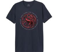 Officiel House of Dragon T-Shirt Homme Dreams Didn't Make us Kings Imprimé Cotton Round Neck Tee Westeros Inspired Casual Wear Breathable Short Sleeve Top - Targaryen Fan Gift, Navy_Taille XL