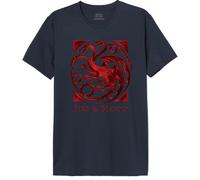 Officiel House of Dragon T-Shirt Homme Fire and Blood Imprimé Cotton Round Neck Tee Westeros Inspired Casual Wear Breathable Short Sleeve Top - Targaryen Fan Gift, Navy_Taille XXL