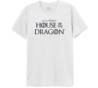 Officiel House of Dragon T-Shirt Homme Logo Imprimé Cotton Round Neck Tee Westeros Inspired Casual Wear Breathable Short Sleeve Top - Targaryen Fan Gift, Blanc_Taille L