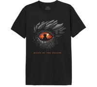 Officiel House of Dragon T-Shirt Homme The Eye of The Dragon Imprimé Cotton Round Neck Tee Westeros Inspired Casual Wear Breathable Short Sleeve Top - Targaryen Fan Gift, Noir_Taille XXL
