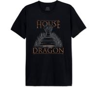 Officiel House of Dragon T-Shirt Homme The Iron Throne Imprimé Cotton Round Neck Tee Westeros Inspired Casual Wear Breathable Short Sleeve Top - Targaryen Fan Gift, Noir_Taille XL