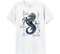 Officiel House of Dragon T-Shirt Homme The Old/True/Brave Imprimé Cotton Round Neck Tee Westeros Inspired Casual Wear Breathable Short Sleeve Top - Targaryen Fan Gift, Blanc_Taille S