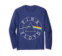 Officiel Pink Floyd Retro Prism Circle Logo Navy Blue Manche Longue