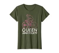 Officiel Queen Japan Tour 1979 T-Shirt, Femme, Olive, M