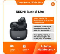 Xiaomi Écouteurs True Wireless Redmi Buds 8 Lite – Réduction de bruit 42 dB, 36 h – Noir