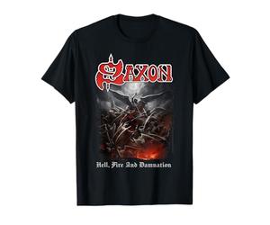 Officiel Saxon Heavy Metal Hell Fire et Damnation Groupe T-Shirt