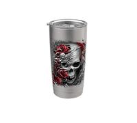 Officiel Spiral Skull and Roses Gothic Fantasy Gobelet isotherme en acier inoxydable double paroi