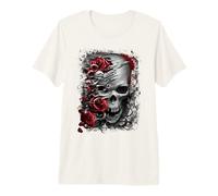 Officiel Spiral Skull and Roses Gothic Fantasy T-Shirt Haut de Gamme