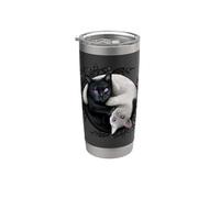 Officiel Spiral Yin Yang Cats Gothic Fantasy Gobelet isotherme en acier inoxydable double paroi