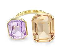 Bague ouverte Millenia, Taille octogonale, Multicolore, Placage de ton or 55