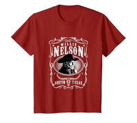 Officiel Willie Nelson Austin T-Shirt, Enfant, Canneberge, 10 Ans