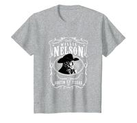 Officiel Willie Nelson Austin T-Shirt, Enfant, Gris Chiné, 10 Ans