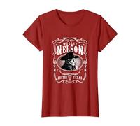 Officiel Willie Nelson Austin T-Shirt, Femme, Canneberge, XS