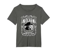 Officiel Willie Nelson Austin T-Shirt, Femme Grandes Tailles, Asphalte, 4X