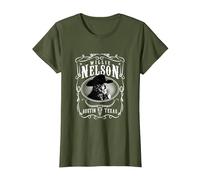 Officiel Willie Nelson Austin T-Shirt, Femme, Olive, M